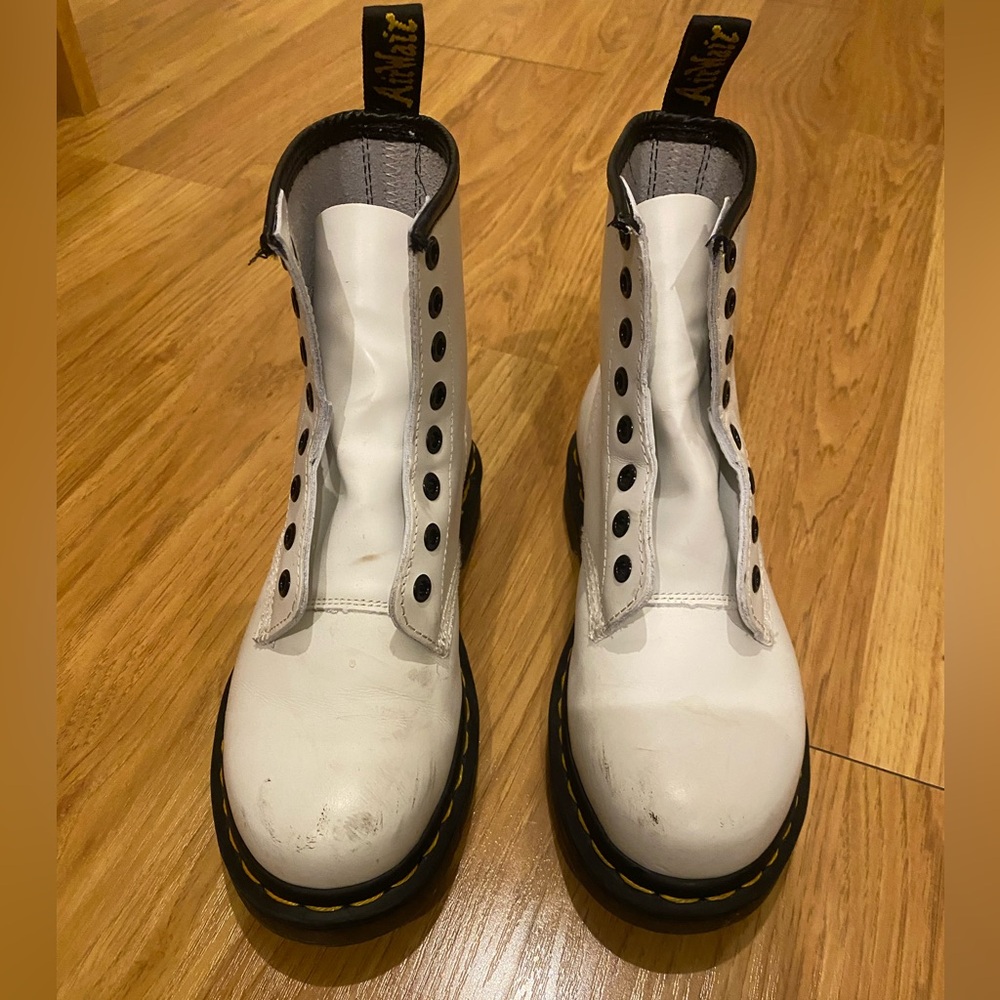 Dr. Martens White and Black Leather Boots Size 5 women